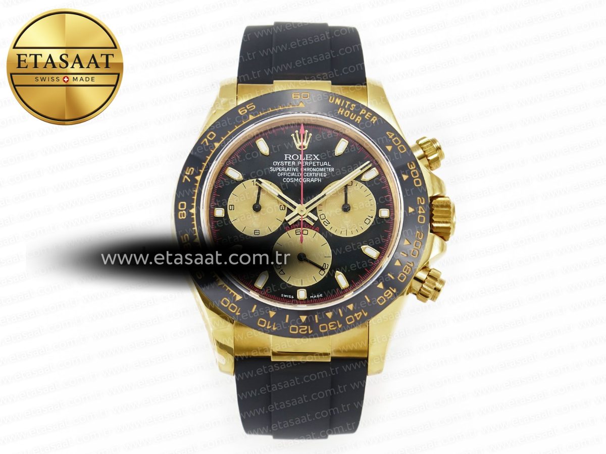 Rolex Daytona 116518 QF 1:1 Best Edition Black/YG Dial on Oysterflex Strap SH4130 V3 (Gain Weight) - Görsel 3