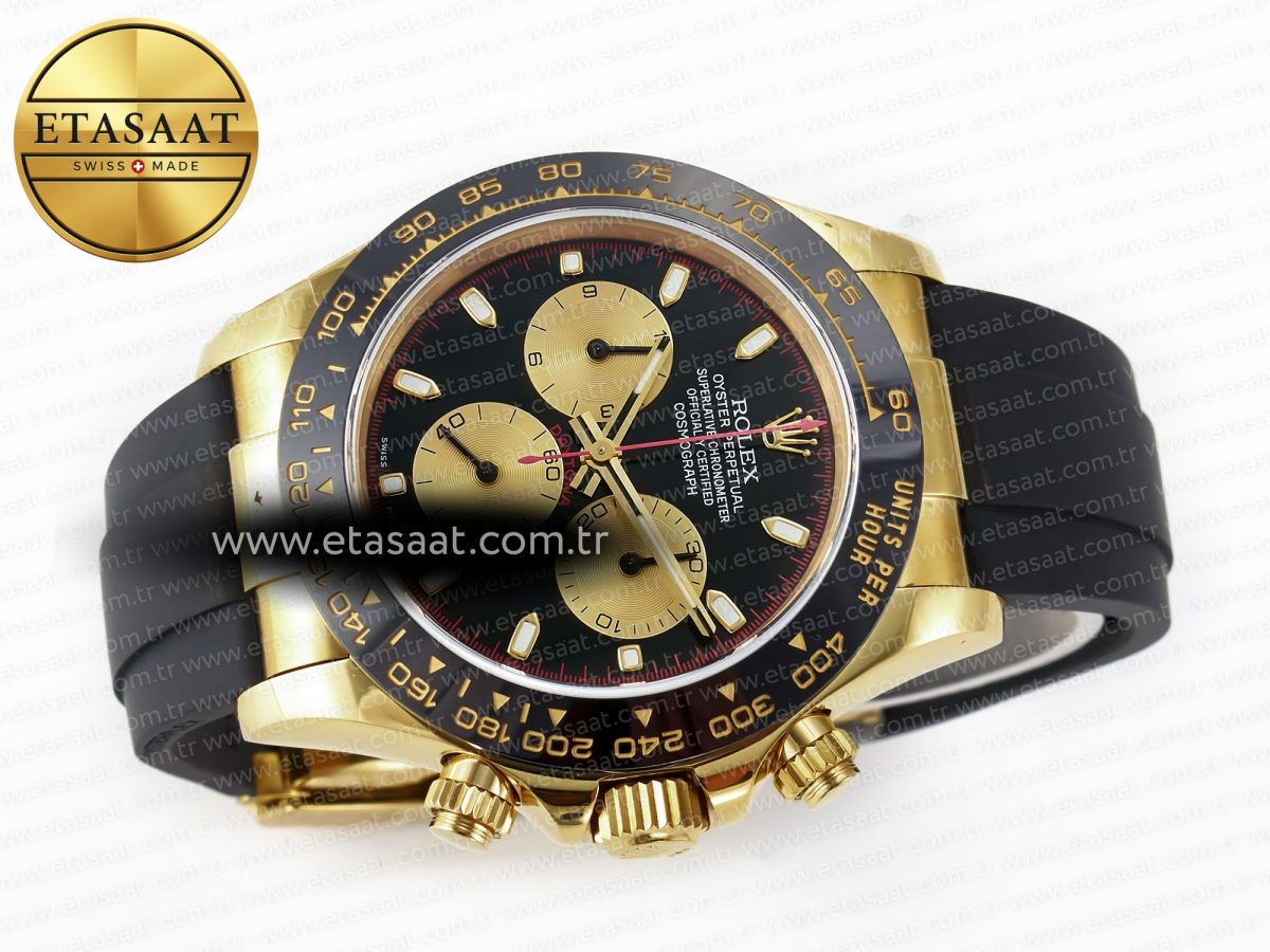 Rolex Daytona 116518 QF 1:1 Best Edition Black/YG Dial on Oysterflex Strap SH4130 V3 (Gain Weight) - Görsel 9