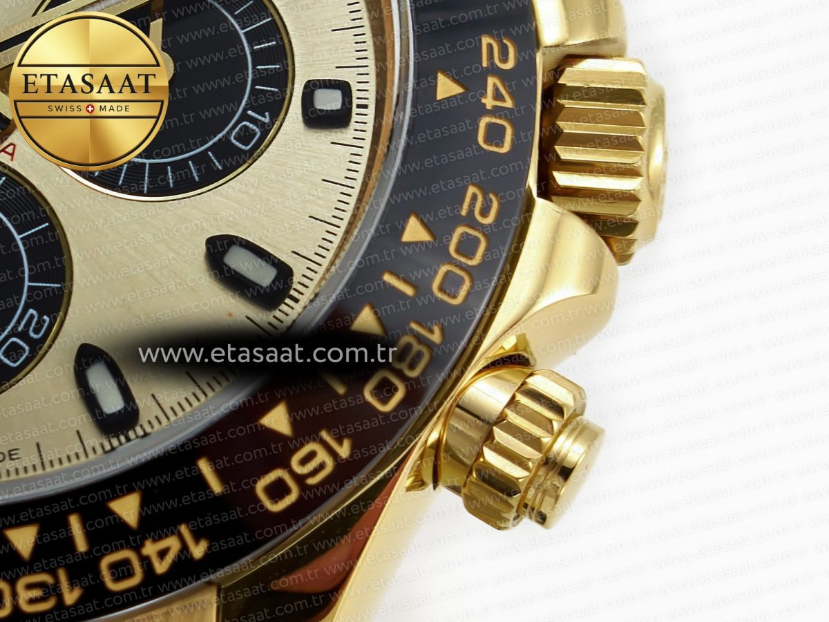 Rolex Daytona 116518 QF 1:1 Best Edition YG/Black Dial on Oysterflex Strap SH4130 V3 (Gain Weight) - Görsel 13