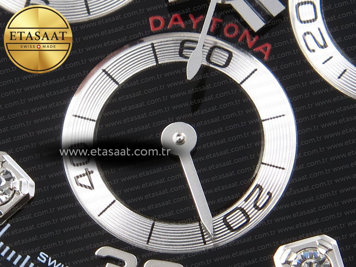 Rolex Daytona 116519 APSF 1:1 Best Edition Black Diamonds Dial on Oysterflex Rubber Strap SH4130 - Görsel 12