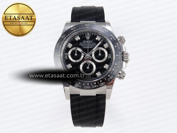 Rolex Daytona 116519 APSF Siyah Pırlanta Kadran SH4130 Eta Saat - 1:1 Süper Klon Replika Saat