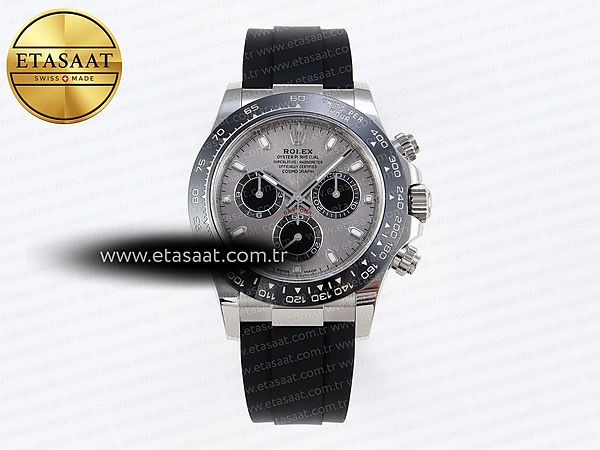 Rolex Daytona 116519 APSF Gri Kadran Oysterflex SH4130 Eta Saat - 1:1 Süper Klon Replika Saat