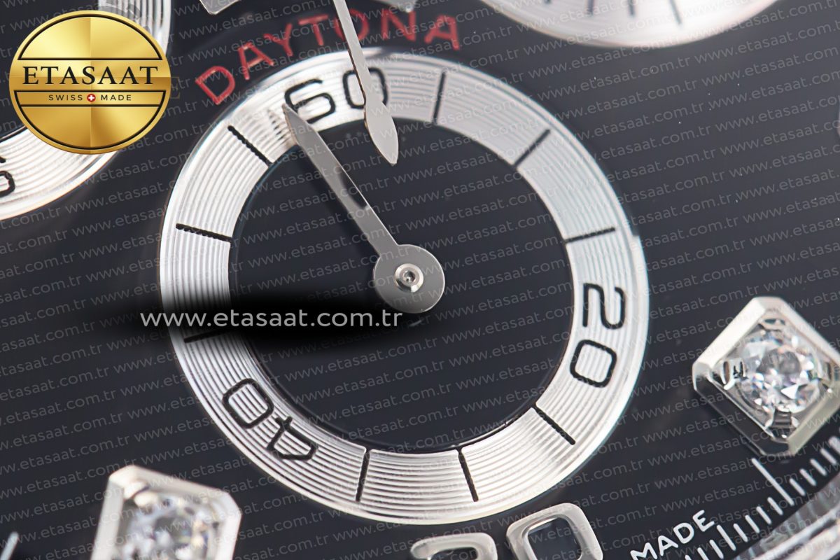 Rolex Daytona 116519 Clean Factory 1:1 Best Edition Black Diamonds Dial on Oysterflex Rubber Strap SA4130 - Görsel 8