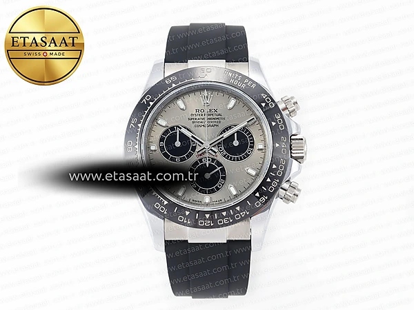 Rolex Daytona 116519 QF Gri Kadran Oysterflex Kayış Ağır Eta Saat - 1:1 Süper Klon Replika Saat