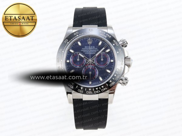 Rolex Daytona 116519 SS Mavi Kadran Oysterflex A7750 Eta Saat - 1:1 Süper Klon Replika Saat