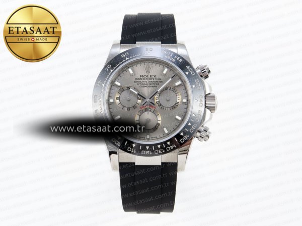 Rolex Daytona 116519 SS Gri Kadran Oysterflex A7750 Eta Saat - 1:1 Süper Klon Replika Saat