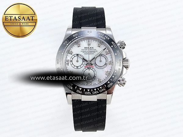 Rolex Daytona 116519 Beyaz Sedef Pırlantalı Kadran A7750 Eta Saat - 1:1 Süper Klon Replika Saat