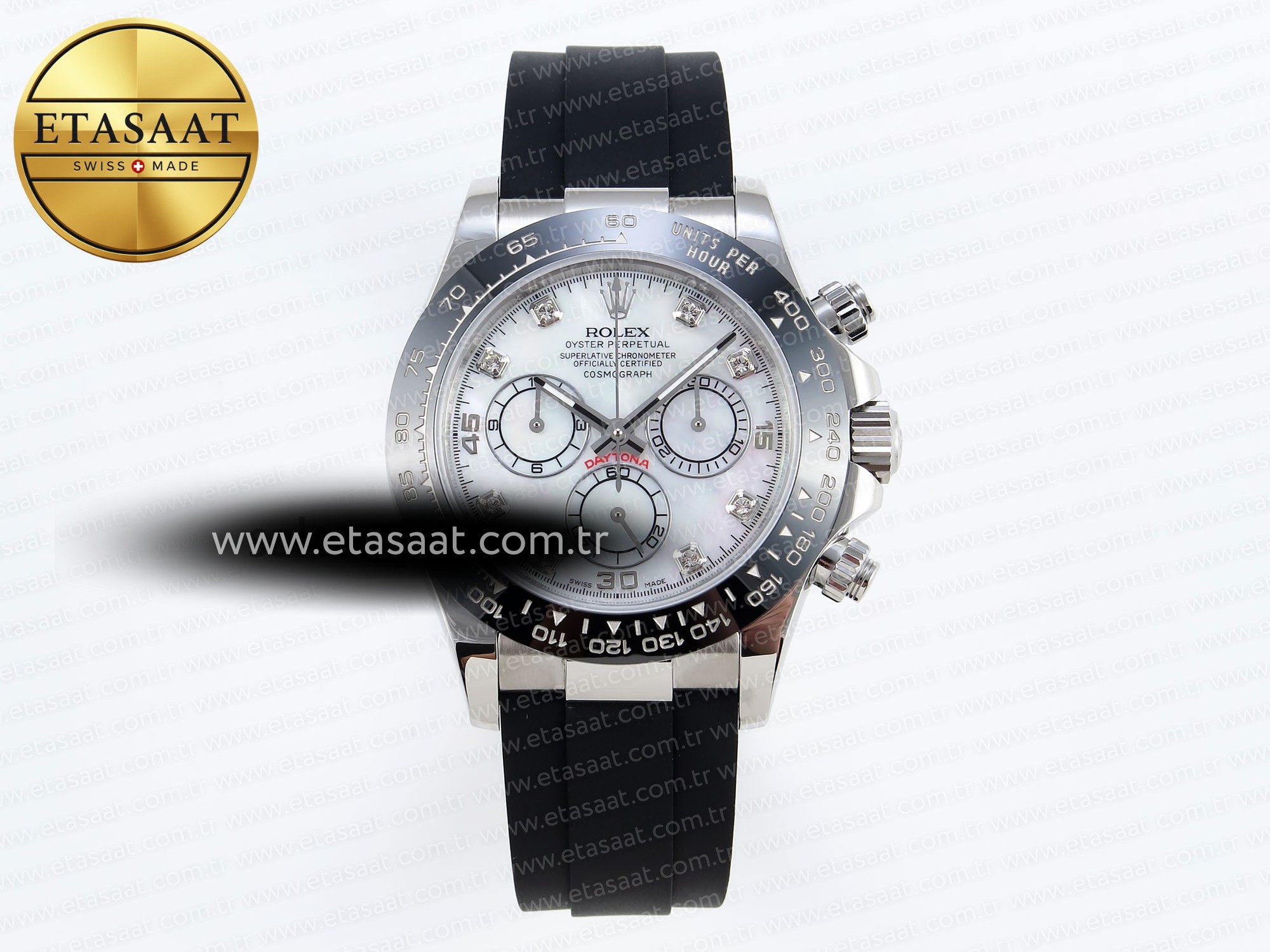 Rolex Daytona 116519 Beyaz Sedef Pırlantalı Kadran A7750 Eta Saat - 1:1 Süper Klon Replika Saat Rolex Daytona 116519 Beyaz Sedef Pırlantalı Kadran A7750 Eta Saat - 1:1 Süper Klon Replika Saat