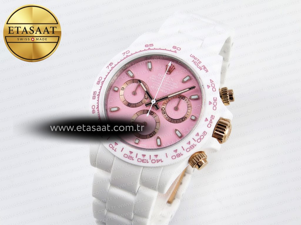 daytona aet white ceramic case and bracelet pink dial noob best edition sa41302
