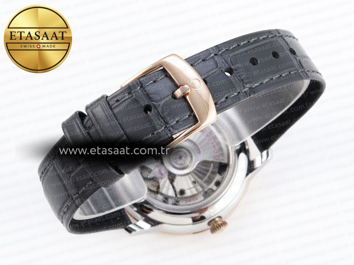 Omega De Ville Date RG MKF 1:1 Best Edition Gray Dial Roman Marker on Gray Leather Strap A8800 - Görsel 15