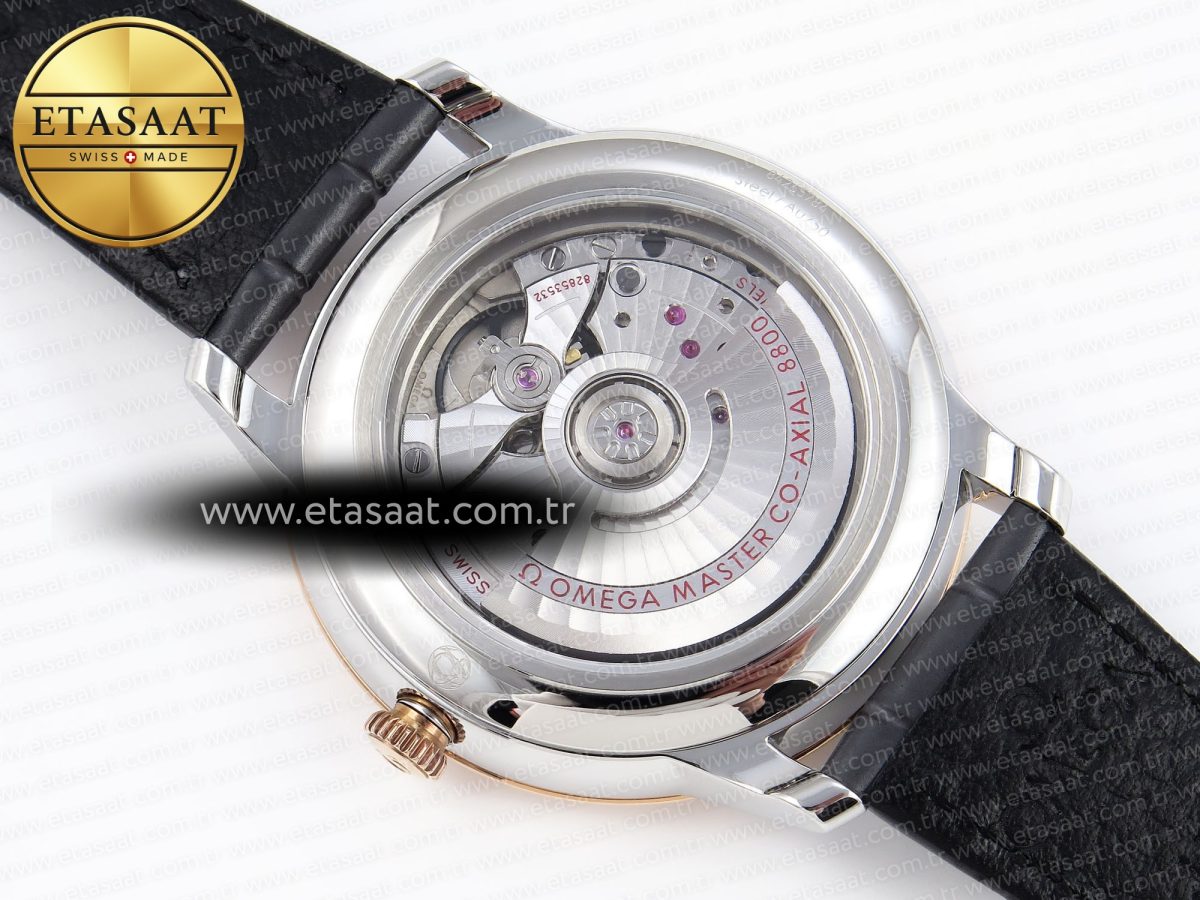 Omega De Ville Date RG MKF 1:1 Best Edition Gray Dial Roman Marker on Gray Leather Strap A8800 - Görsel 16
