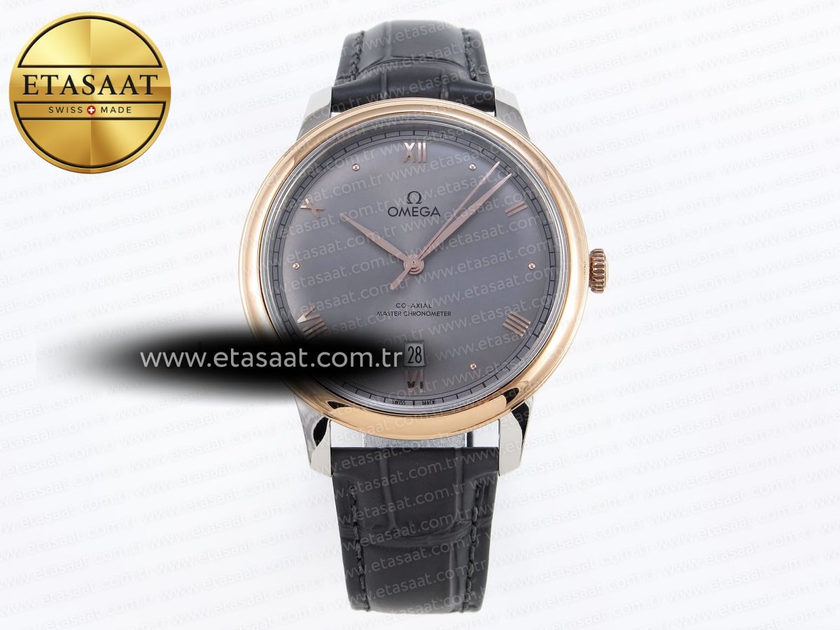 Omega De Ville Date RG MKF 1:1 Best Edition Gray Dial Roman Marker on Gray Leather Strap A8800 - Görsel 3