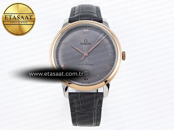Omega De Ville Date RG Mkf Gri Kadran Roma Rakamlı A8800 Eta Saat - 1:1 Süper Klon Replika Saat