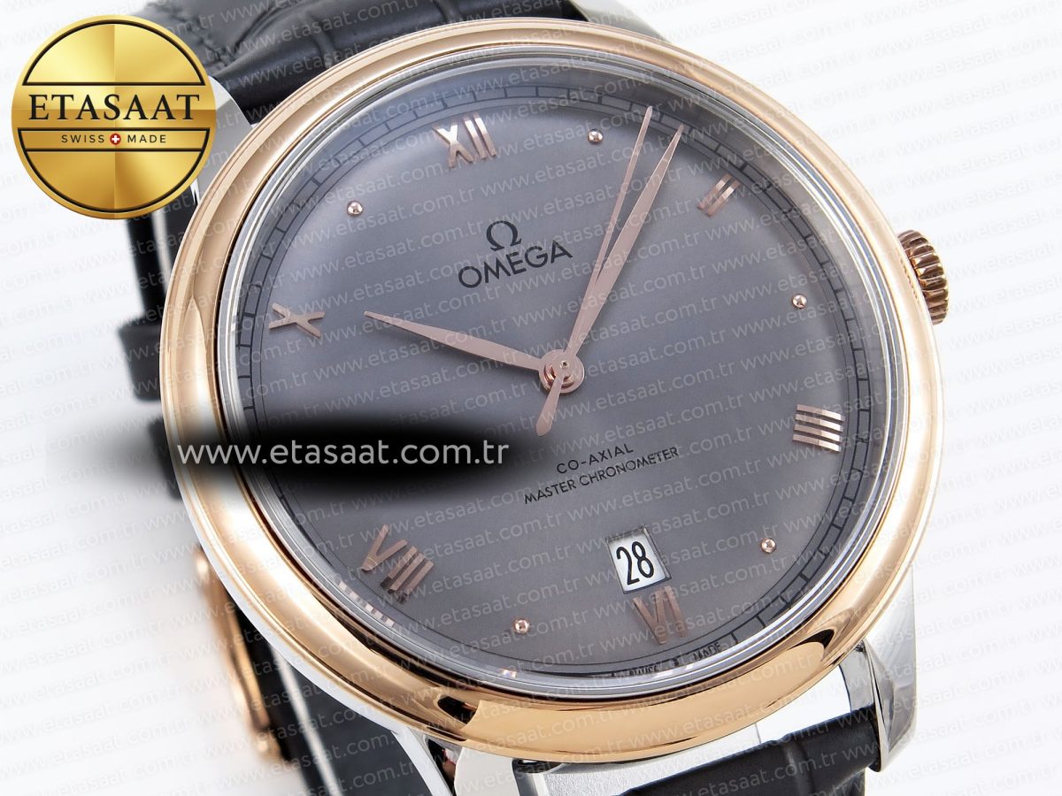 Omega De Ville Date RG MKF 1:1 Best Edition Gray Dial Roman Marker on Gray Leather Strap A8800 - Görsel 5