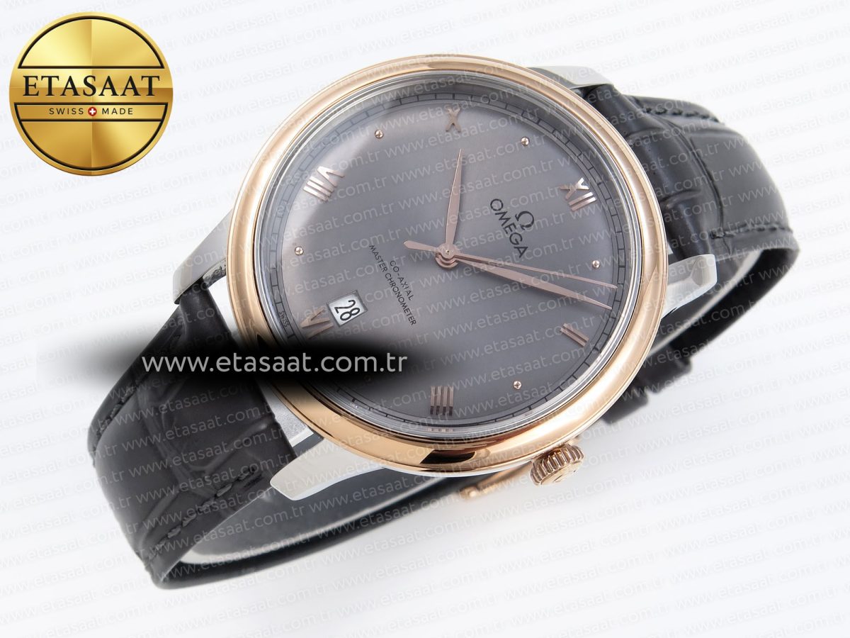 Omega De Ville Date RG MKF 1:1 Best Edition Gray Dial Roman Marker on Gray Leather Strap A8800 - Görsel 7