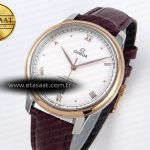 Omega De Ville Date RG MKF 1:1 Best Edition White Dial Roman Marker on Brown Leather Strap A8800