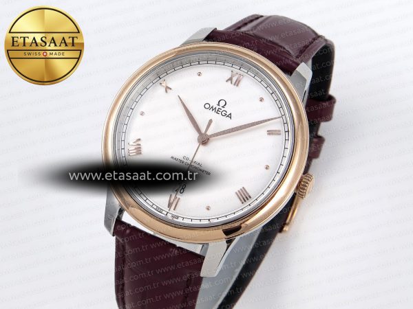 Omega De Ville Date RG MKF 1:1 Best Edition White Dial Roman Marker on Brown Leather Strap A8800