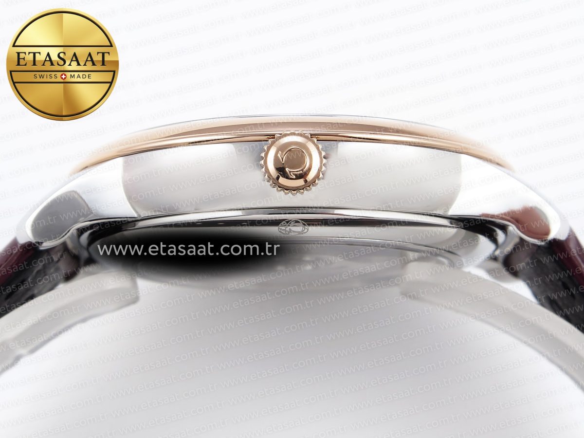 Omega De Ville Date RG MKF 1:1 Best Edition White Dial Roman Marker on Brown Leather Strap A8800 - Görsel 14