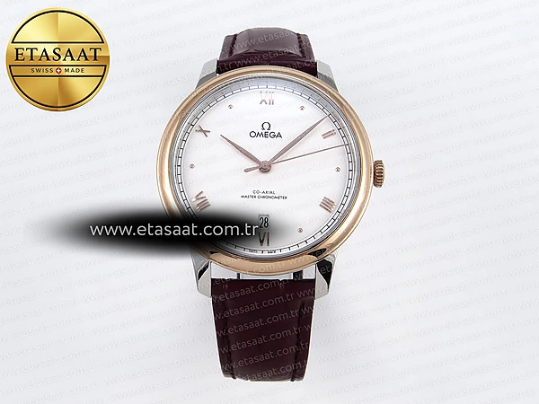 Omega De Ville Date RG Mkf Beyaz Kadran Roma Rakamlı A8800 Eta Saat - 1:1 Süper Klon Replika Saat