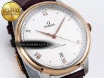 Omega De Ville Date RG MKF 1:1 Best Edition White Dial Roman Marker on Brown Leather Strap A8800 - Görsel 5