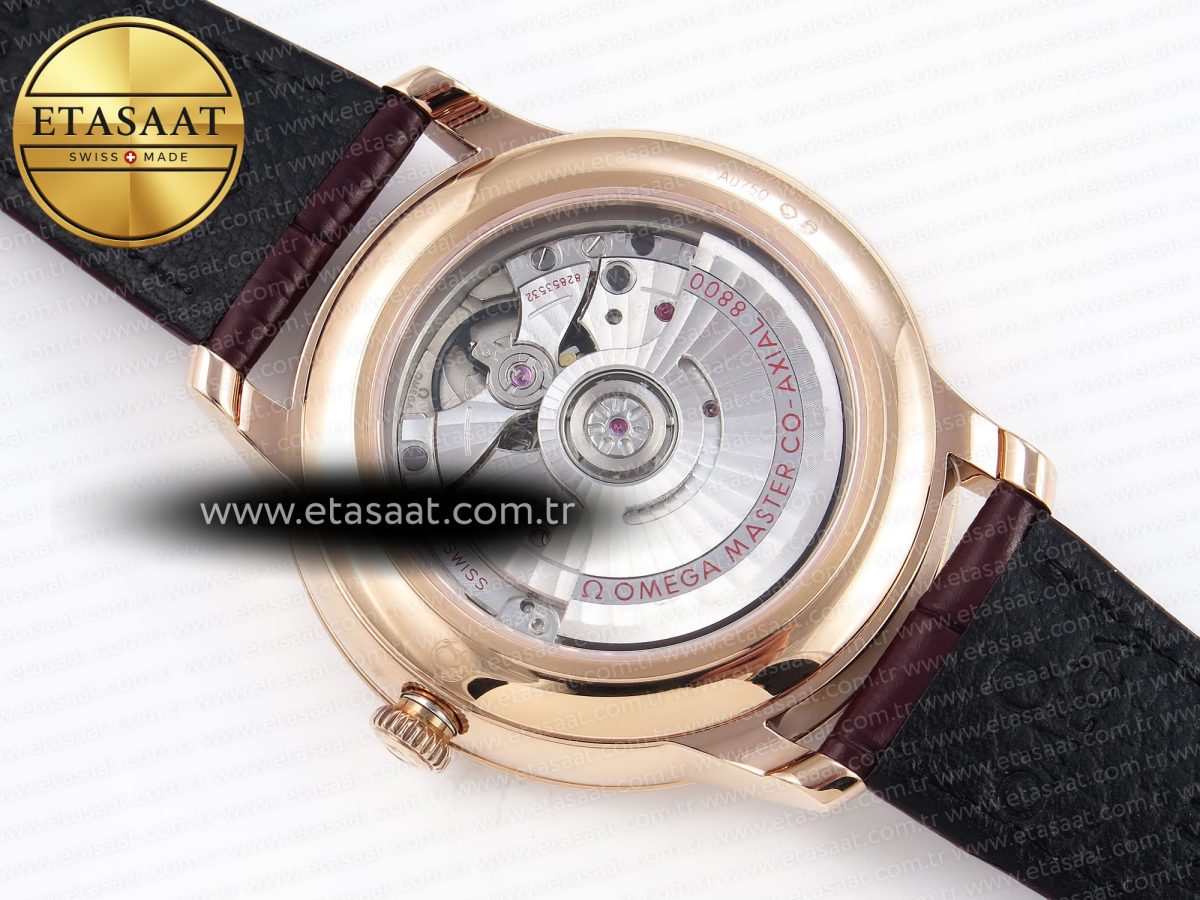 Omega De Ville Date RG White Textured Dial Roman Marker on Brown Leather A8800 - Görsel 16