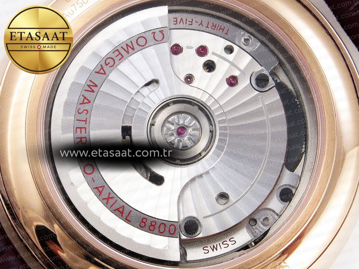 Omega De Ville Date RG White Textured Dial Roman Marker on Brown Leather A8800 - Görsel 17