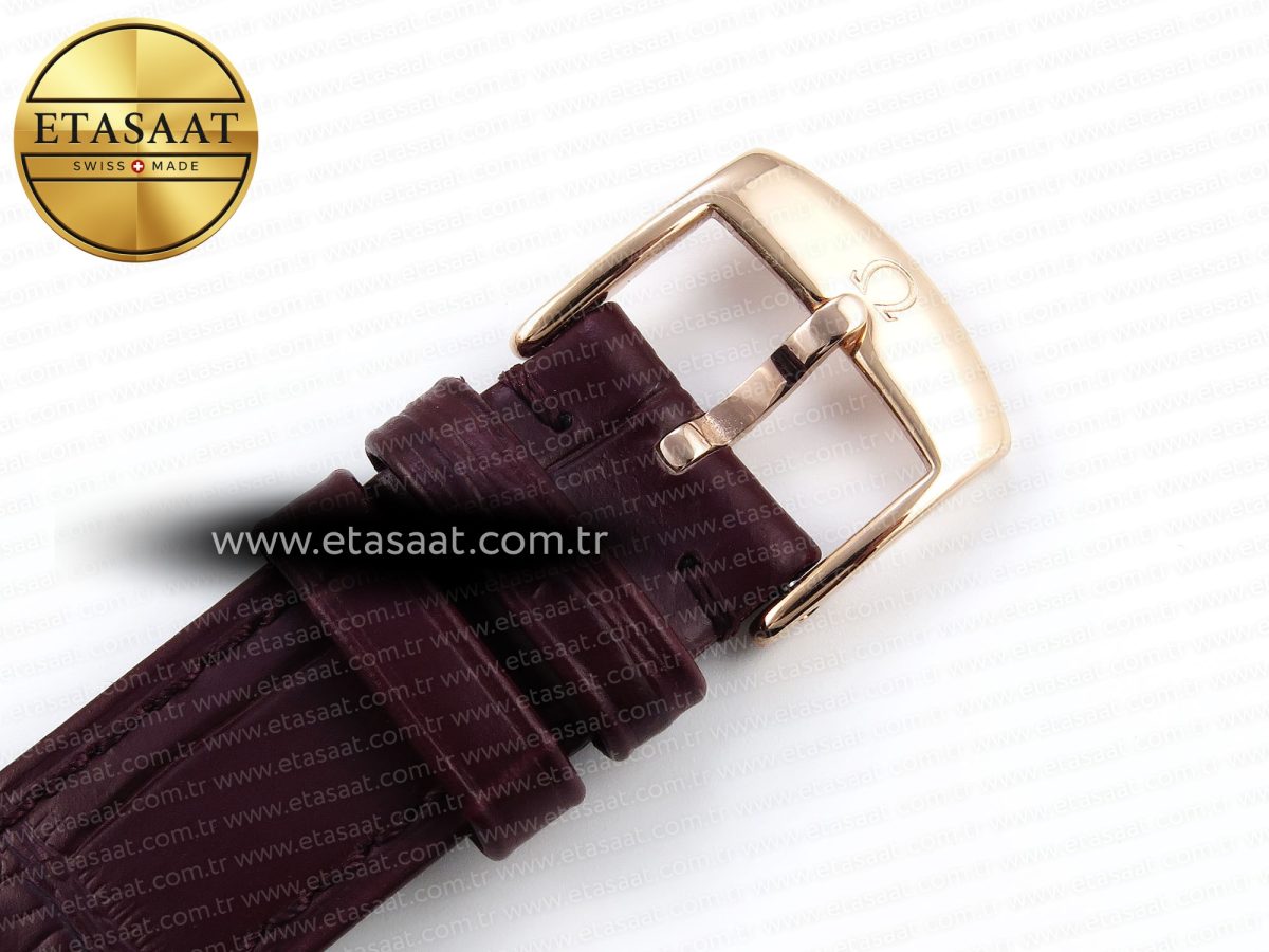 Omega De Ville Date RG White Textured Dial Roman Marker on Brown Leather A8800 - Görsel 24