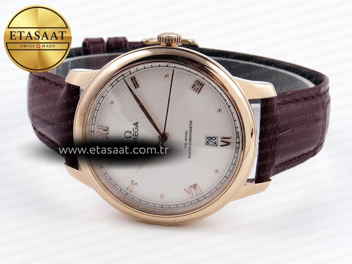 Omega De Ville Date RG White Textured Dial Roman Marker on Brown Leather A8800 - Görsel 6