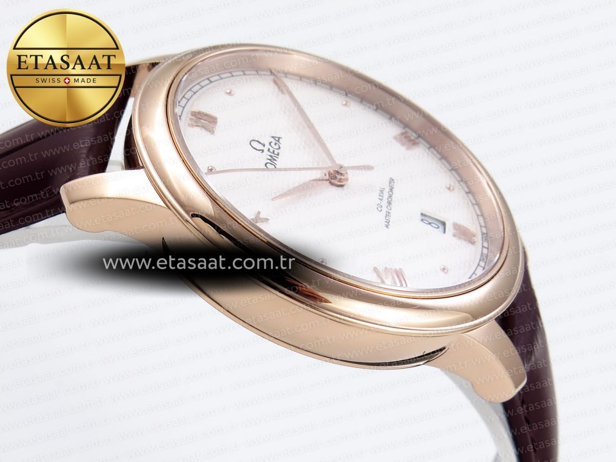 Omega De Ville Date RG White Textured Dial Roman Marker on Brown Leather A8800 - Görsel 9