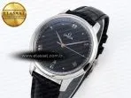 Omega De Ville Date SS MKF 1:1 Best Edition Black Dial Roman Marker on Black Leather Strap A8800