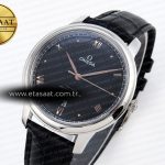 Omega De Ville Date SS MKF 1:1 Best Edition Black Dial Roman Marker on Black Leather Strap A8800