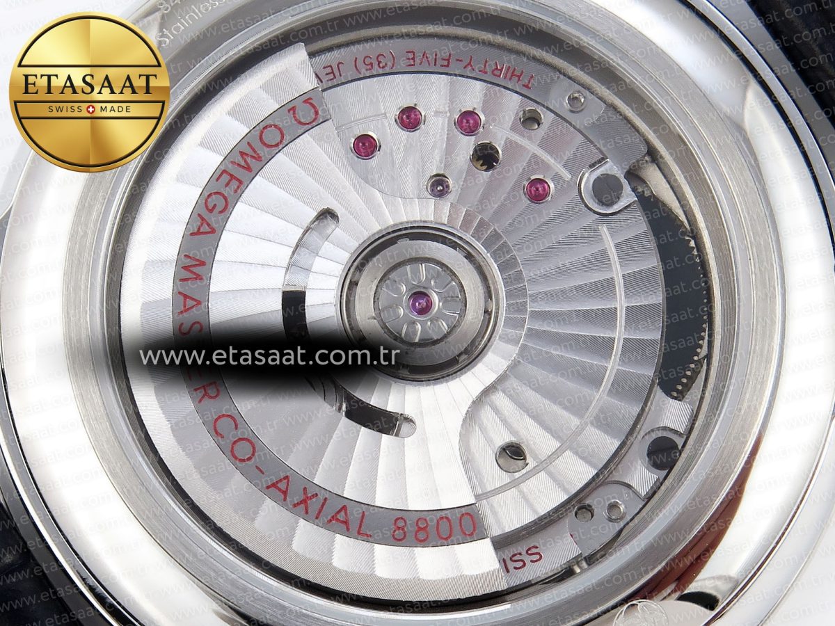 Omega De Ville Date SS MKF 1:1 Best Edition Black Dial Roman Marker on Black Leather Strap A8800 - Görsel 17
