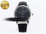 Omega De Ville Date SS MKF 1:1 Best Edition Black Dial Roman Marker on Black Leather Strap A8800 - Görsel 3