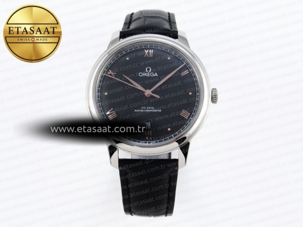 Omega De Ville Date Mkf Siyah Kadran Roma Rakamlı A8800 Eta Saat - 1:1 Süper Klon Replika Saat