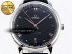 Omega De Ville Date SS MKF 1:1 Best Edition Black Dial Roman Marker on Black Leather Strap A8800 - Görsel 4