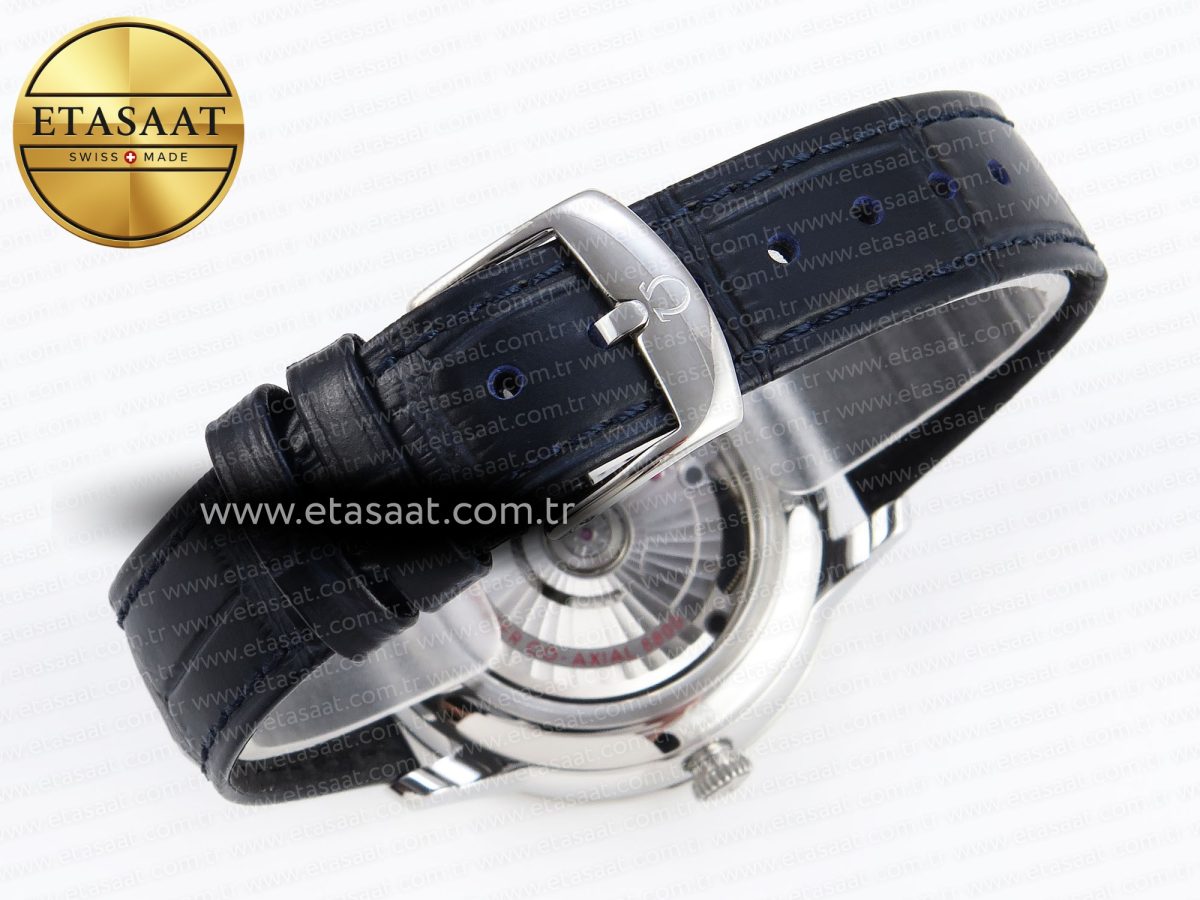 Omega De Ville Date SS MKF 1:1 Best Edition Blue Dial Roman Marker on Black Leather Strap A8800 - Görsel 15