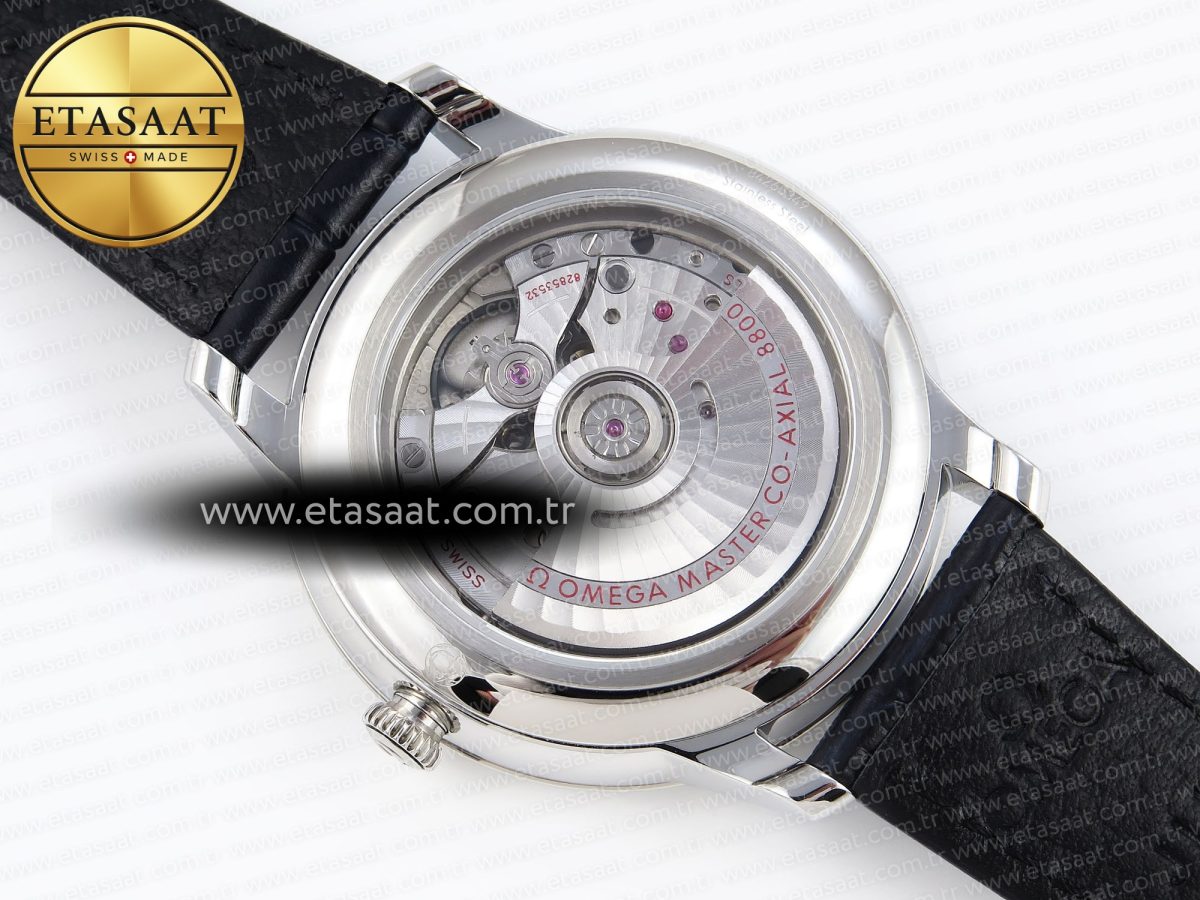 Omega De Ville Date SS MKF 1:1 Best Edition Blue Dial Roman Marker on Black Leather Strap A8800 - Görsel 16