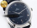 Omega De Ville Date SS MKF 1:1 Best Edition Blue Dial Roman Marker on Black Leather Strap A8800 - Görsel 5