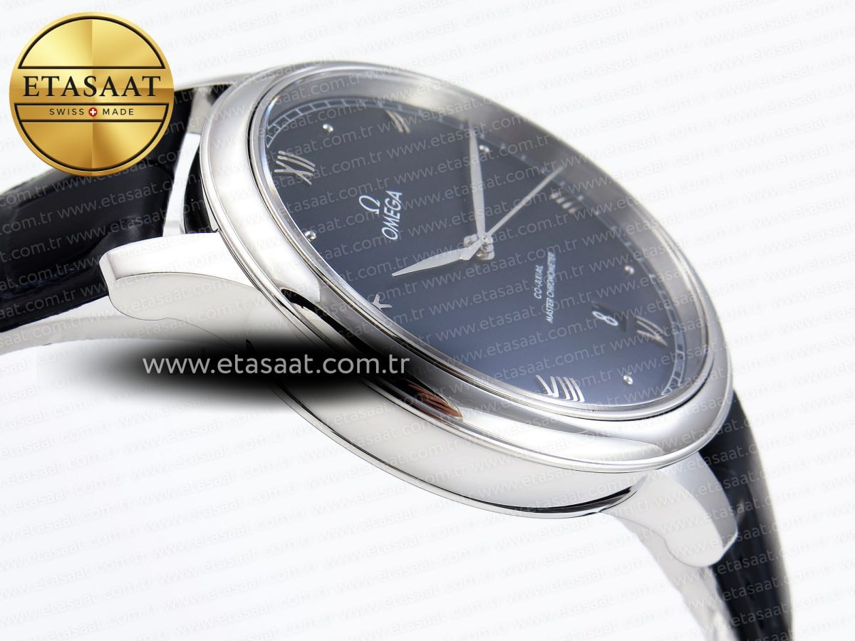 Omega De Ville Date SS MKF 1:1 Best Edition Blue Dial Roman Marker on Black Leather Strap A8800 - Görsel 9