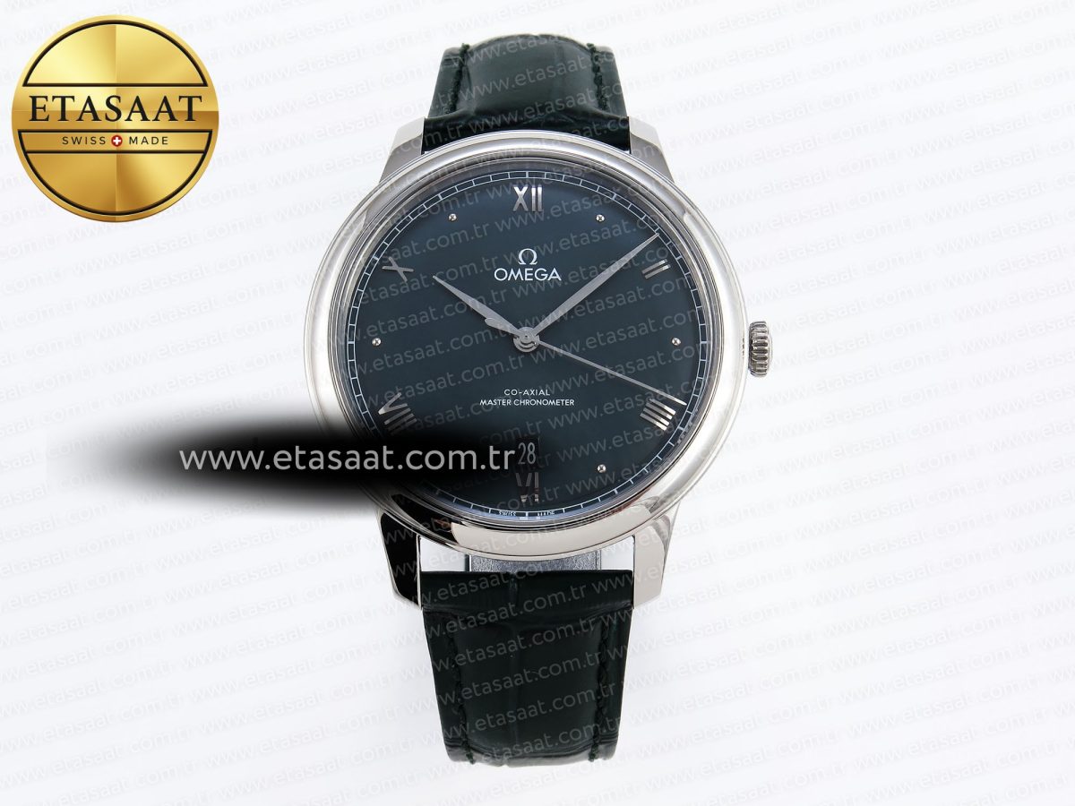 Omega De Ville Date SS MKF 1:1 Best Edition Dark Gray Dial Roman Marker on Black Leather Strap A8800 - Görsel 3