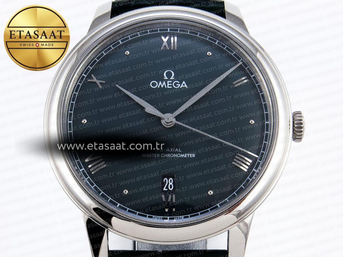 Omega De Ville Date SS MKF 1:1 Best Edition Dark Gray Dial Roman Marker on Black Leather Strap A8800 - Görsel 4