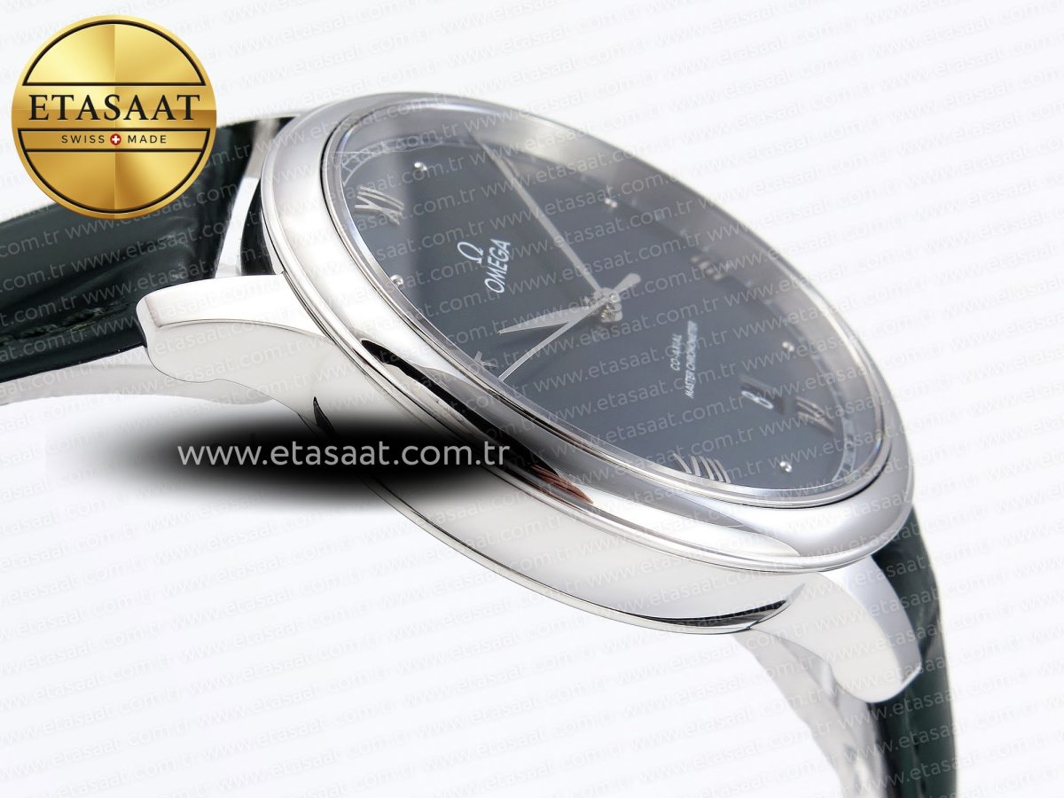 Omega De Ville Date SS MKF 1:1 Best Edition Dark Gray Dial Roman Marker on Black Leather Strap A8800 - Görsel 9