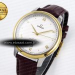 Omega De Ville Date YG White Dial Roman Marker on Brown Leather A8800