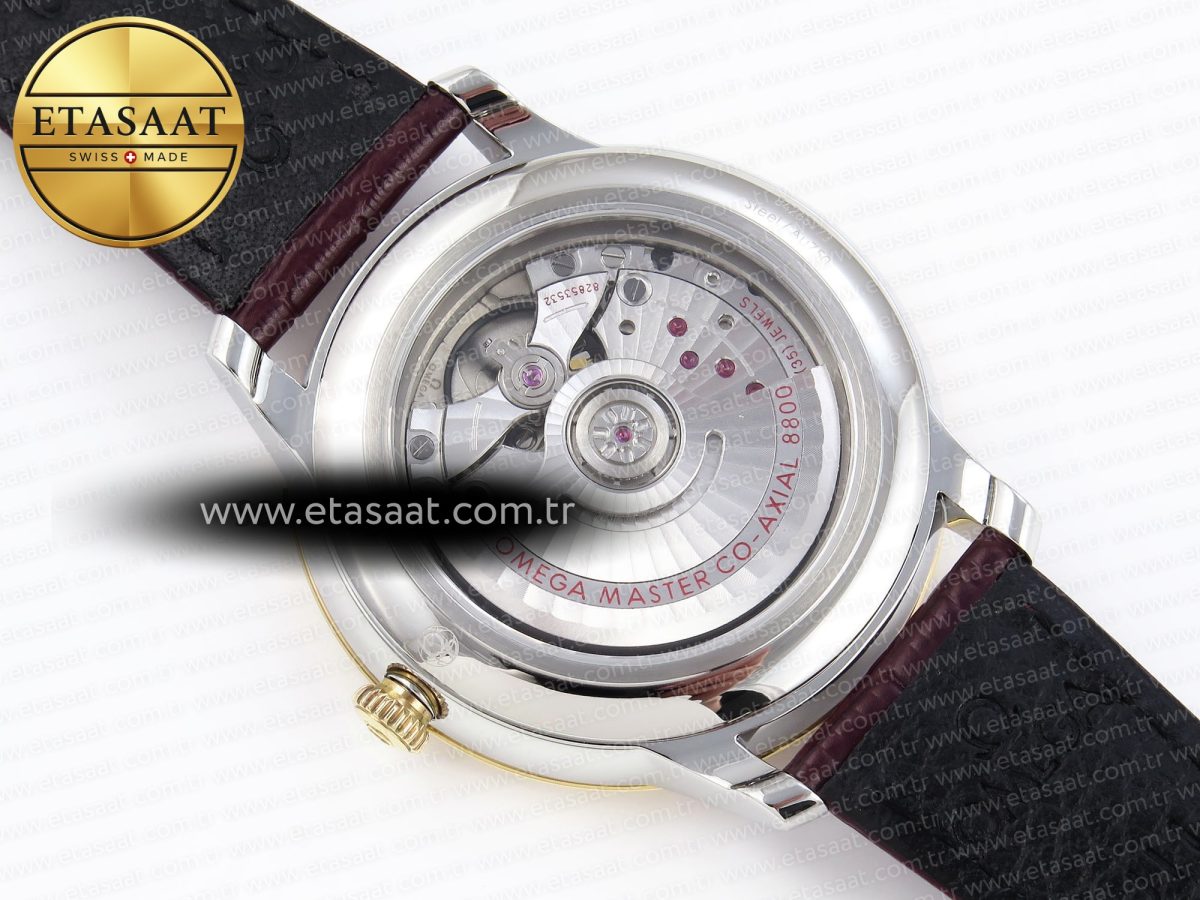 Omega De Ville Date YG White Dial Roman Marker on Brown Leather A8800 - Görsel 14