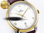 Omega De Ville Date YG White Dial Roman Marker on Brown Leather A8800 - Görsel 5