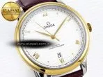Omega De Ville Date YG White Dial Roman Marker on Brown Leather A8800 - Görsel 5
