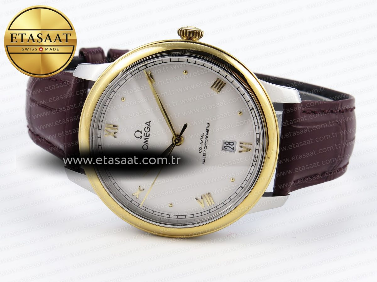 Omega De Ville Date YG White Dial Roman Marker on Brown Leather A8800 - Görsel 6