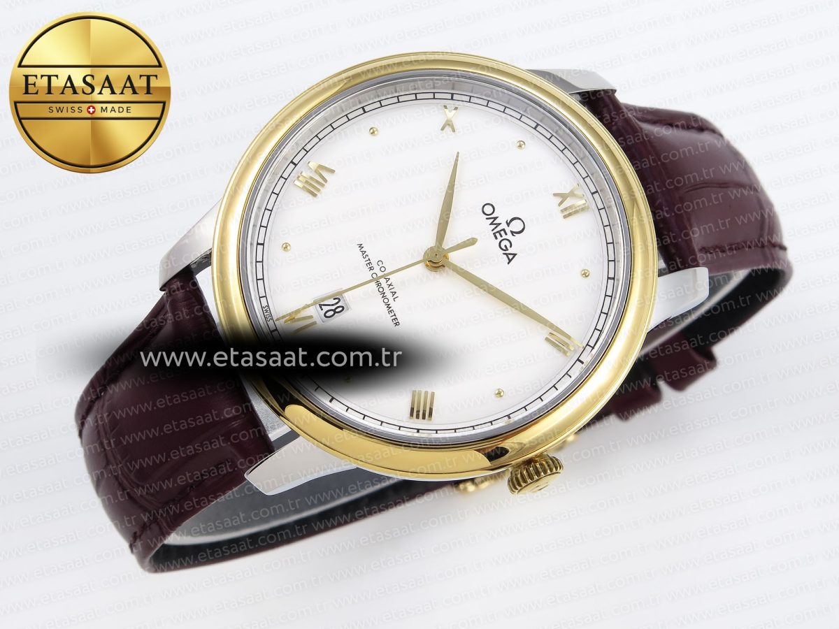 Omega De Ville Date YG White Dial Roman Marker on Brown Leather A8800 - Görsel 7