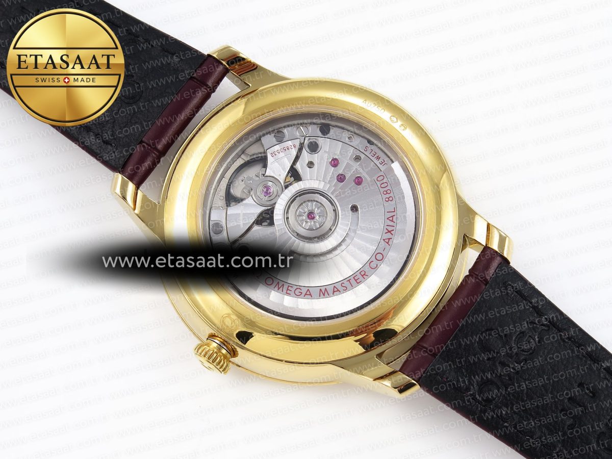 Omega De Ville Date YG White Textured Dial Roman Marker on Brown Leather A8800 - Görsel 16