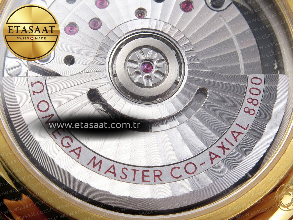 Omega De Ville Date YG White Textured Dial Roman Marker on Brown Leather A8800 - Görsel 17
